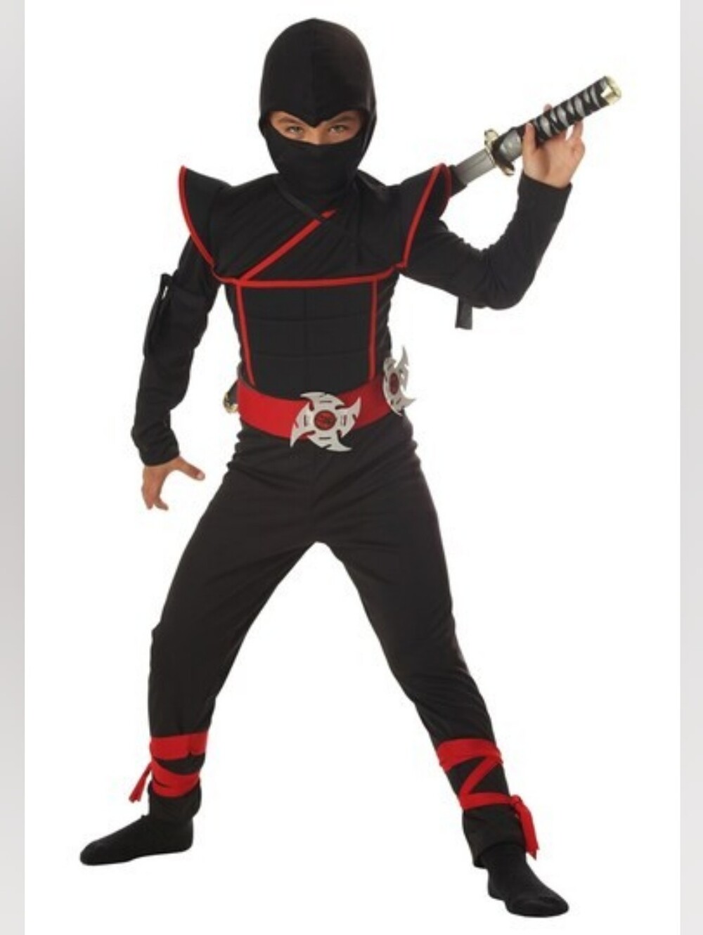 California Costumes Stealth Ninja Kids Halloween Costume Dress Up Black Red- L